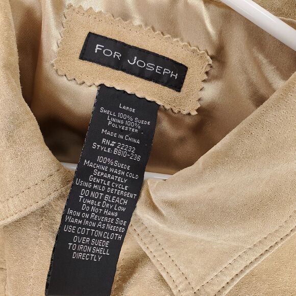 For Joseph Vtg Suede Trucker Jacket Women Large Beige Button Collar Lined - Picture 3 of 8